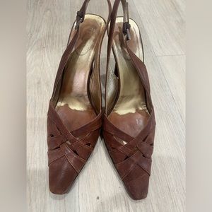 PRADA Leather Slingback brown 7.5
